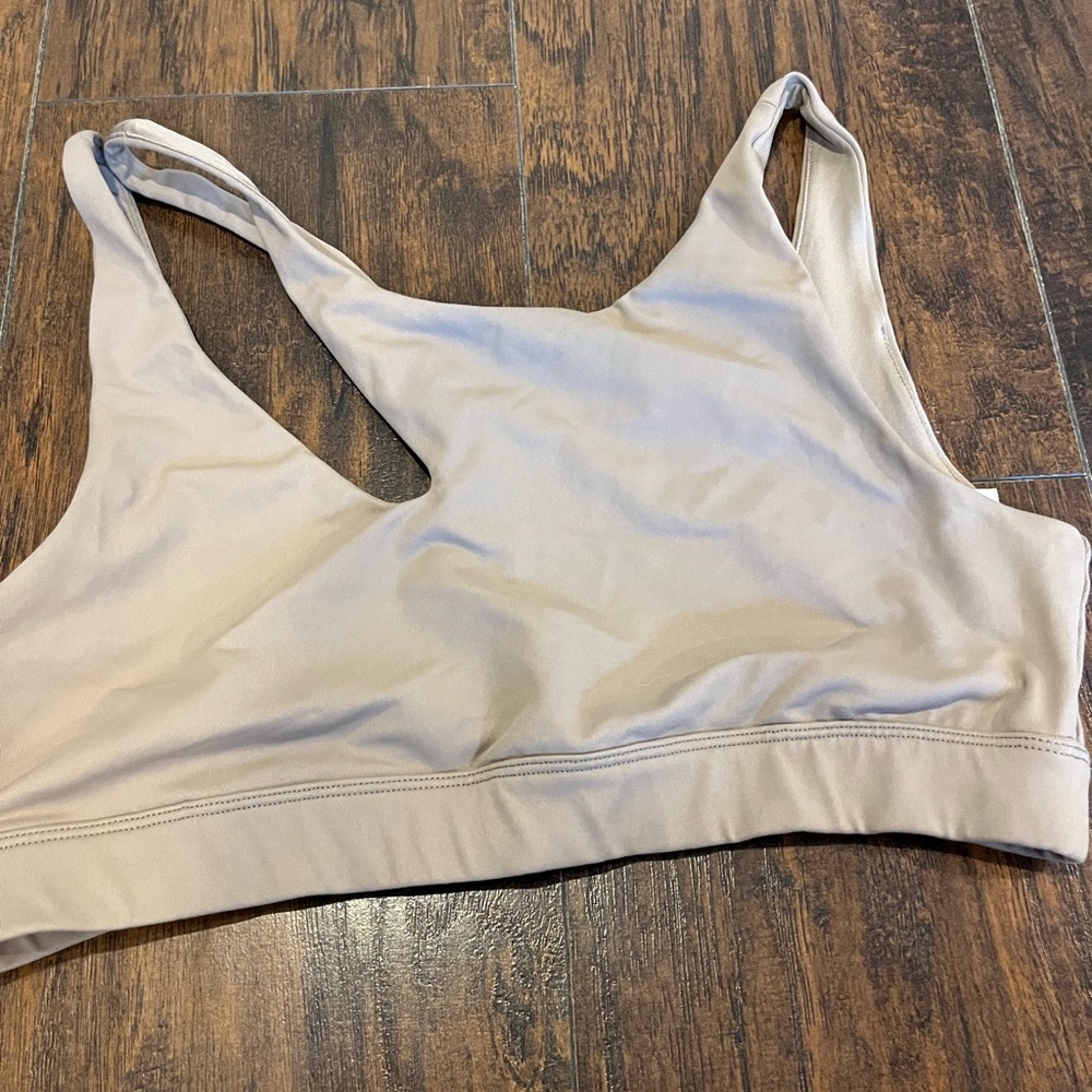 ALO Tan Asymmetrical Strap Sports Bra